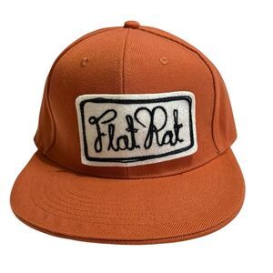 Flat Rat Rust Orange Fitted Hat Size 7 1/4 Royal Original Embroidered Patch Cap